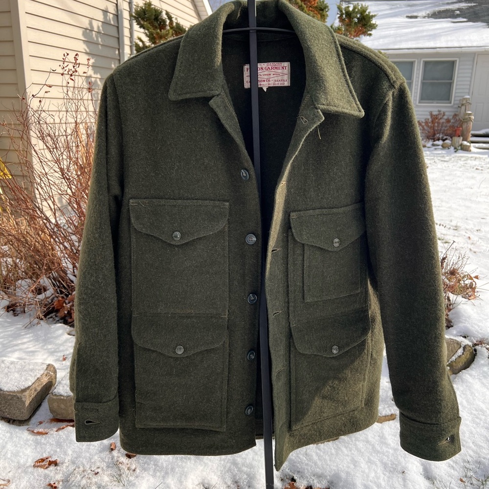 C.C Filson Mackinaw Wool Cruiser Coat in Classic Green